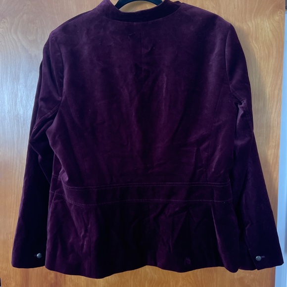 Talbots Plum Military Style Velvet Jacket - Picture 2 of 4